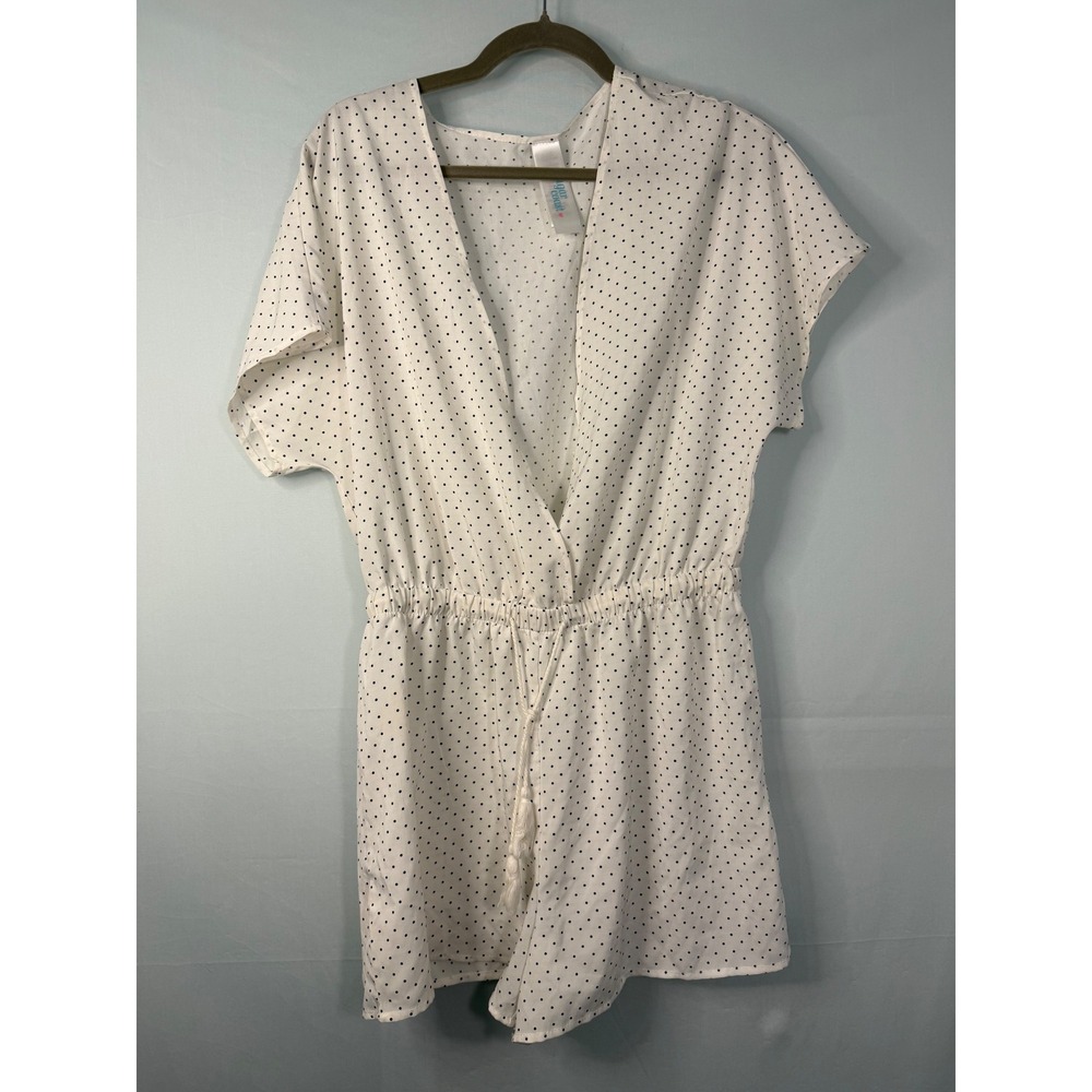 Sugar Coast Lolli Romper XL White Black Polka Dot V-Neck Tassel 7S200039AKO
